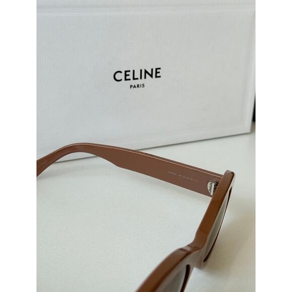 NEW Celine CL40194U Triomphe Brown Oval Sunglasses - Picture 7 of 10